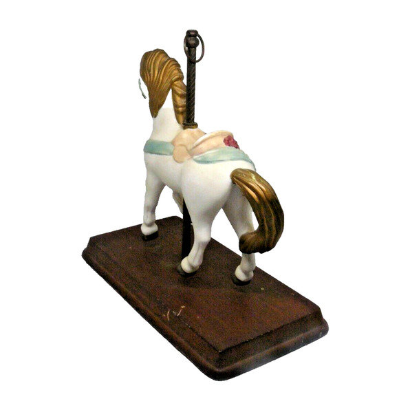White Carousel Horse Gold Mane Paul Sebastian Bisque Porcelain 7” Tall VTG - Picture 4 of 6